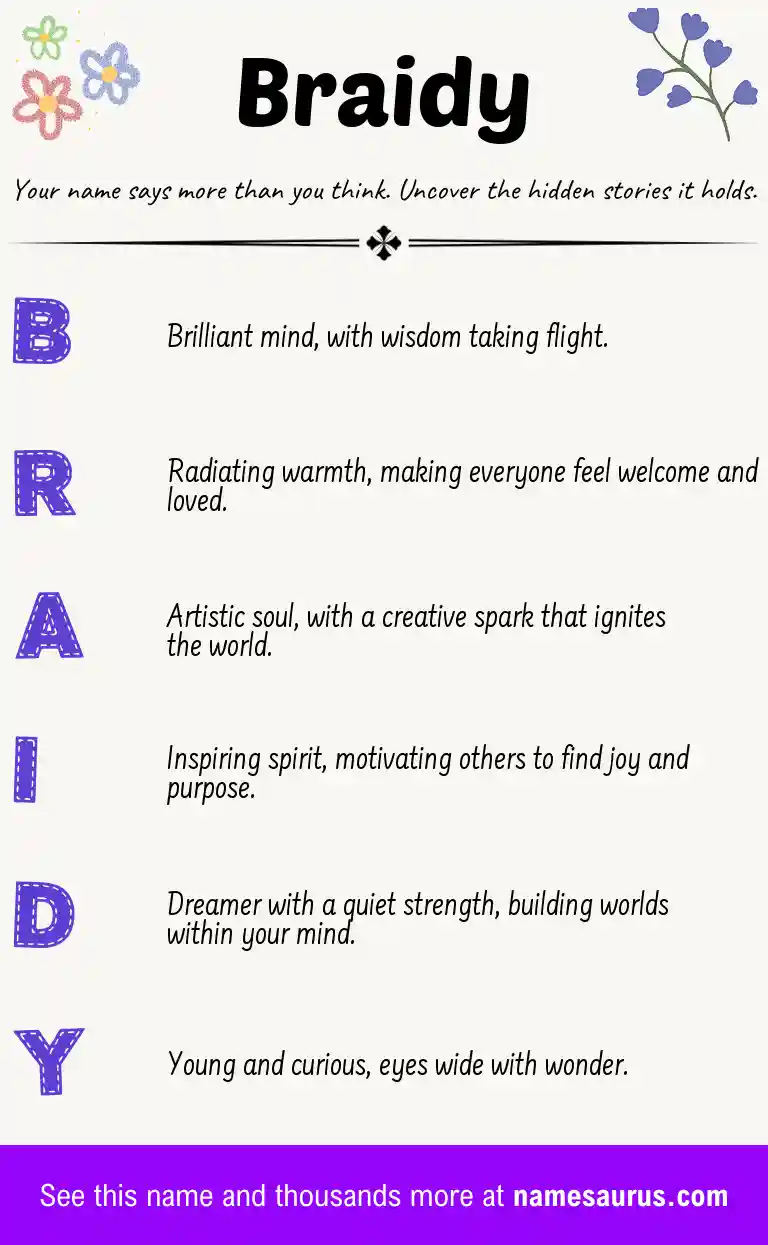 Acrostic poem about Braidy.