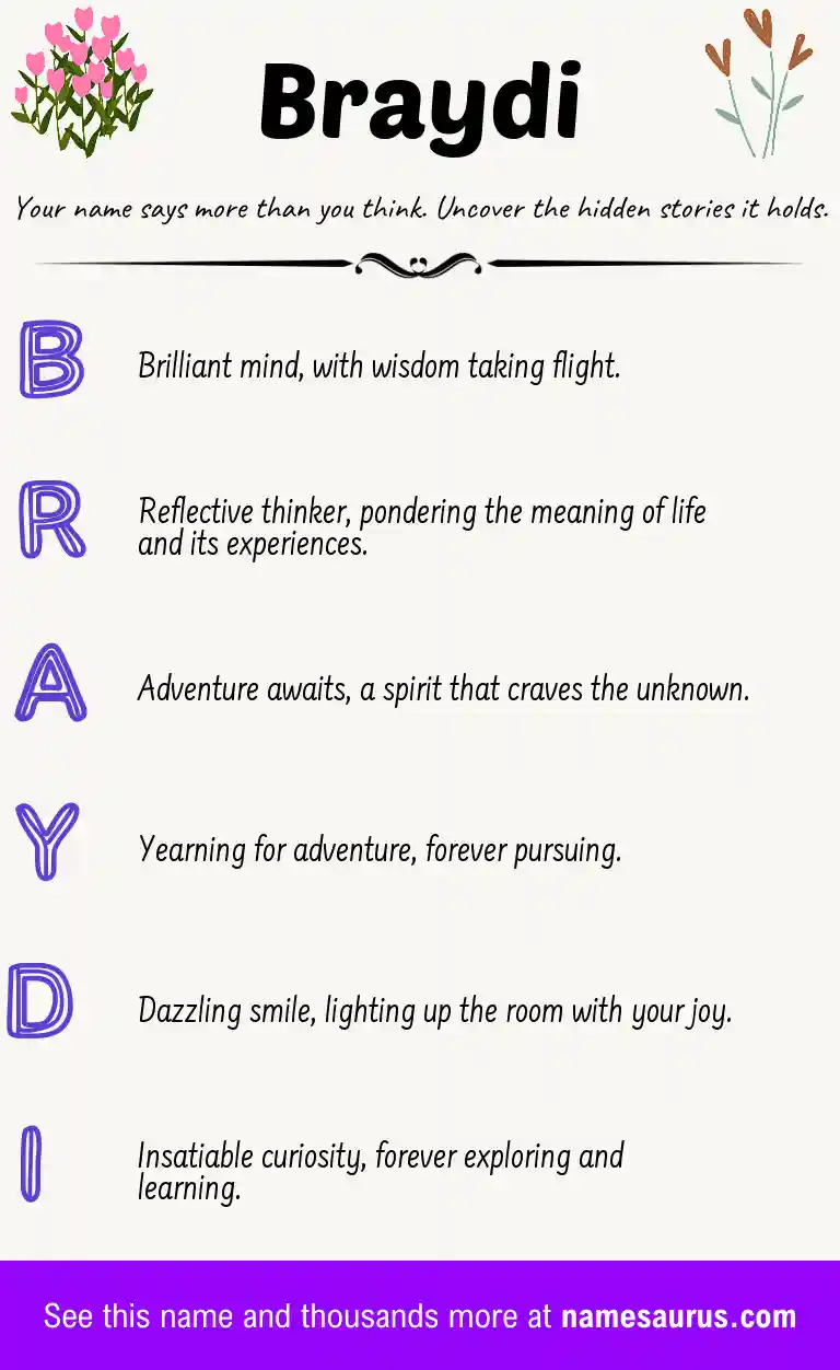 Acrostic poem about Braydi.
