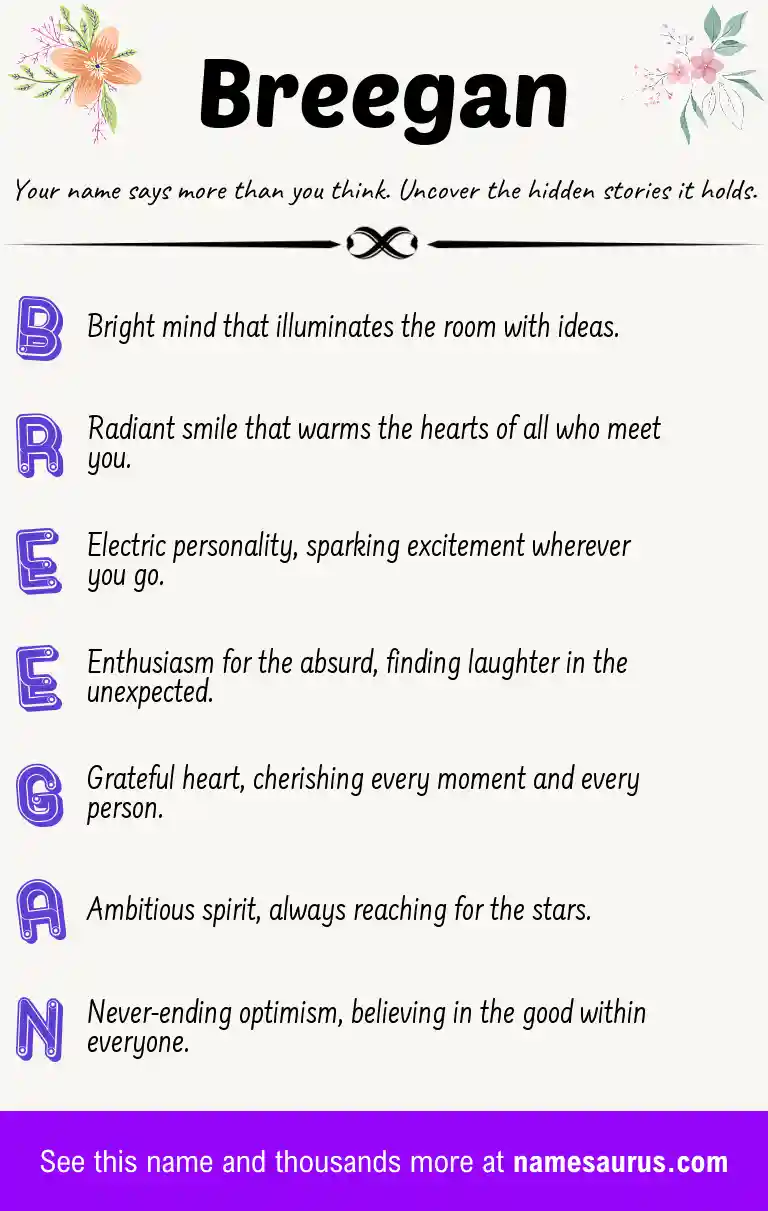 Acrostic poem about Breegan.
