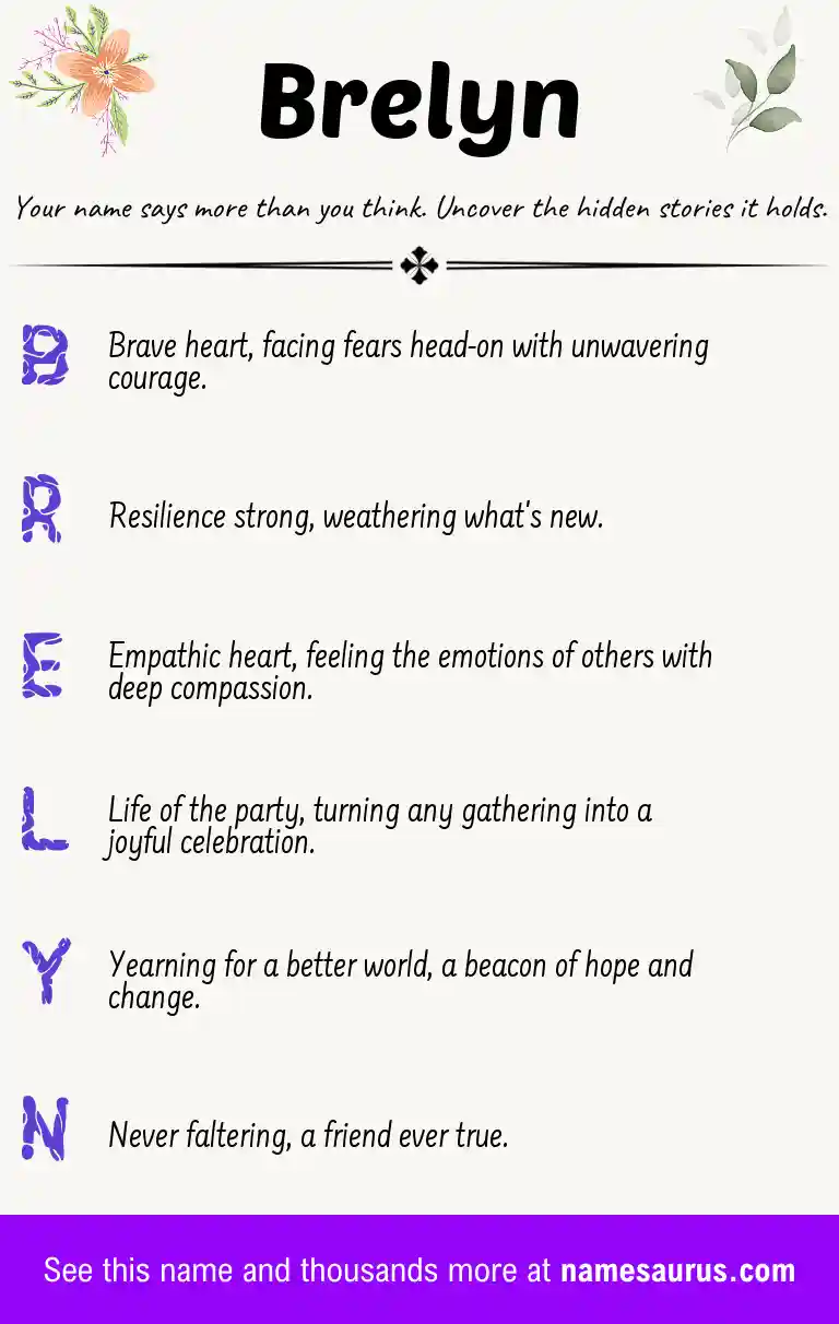 Acrostic poem about Brelyn.