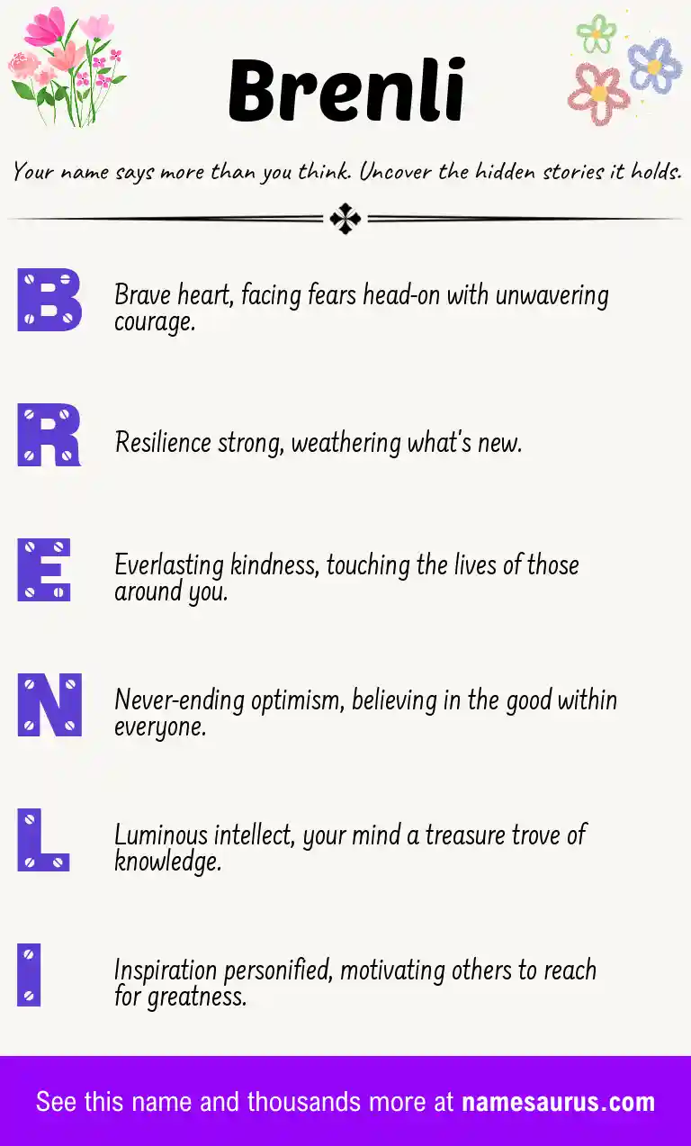 Acrostic poem about Brenli.