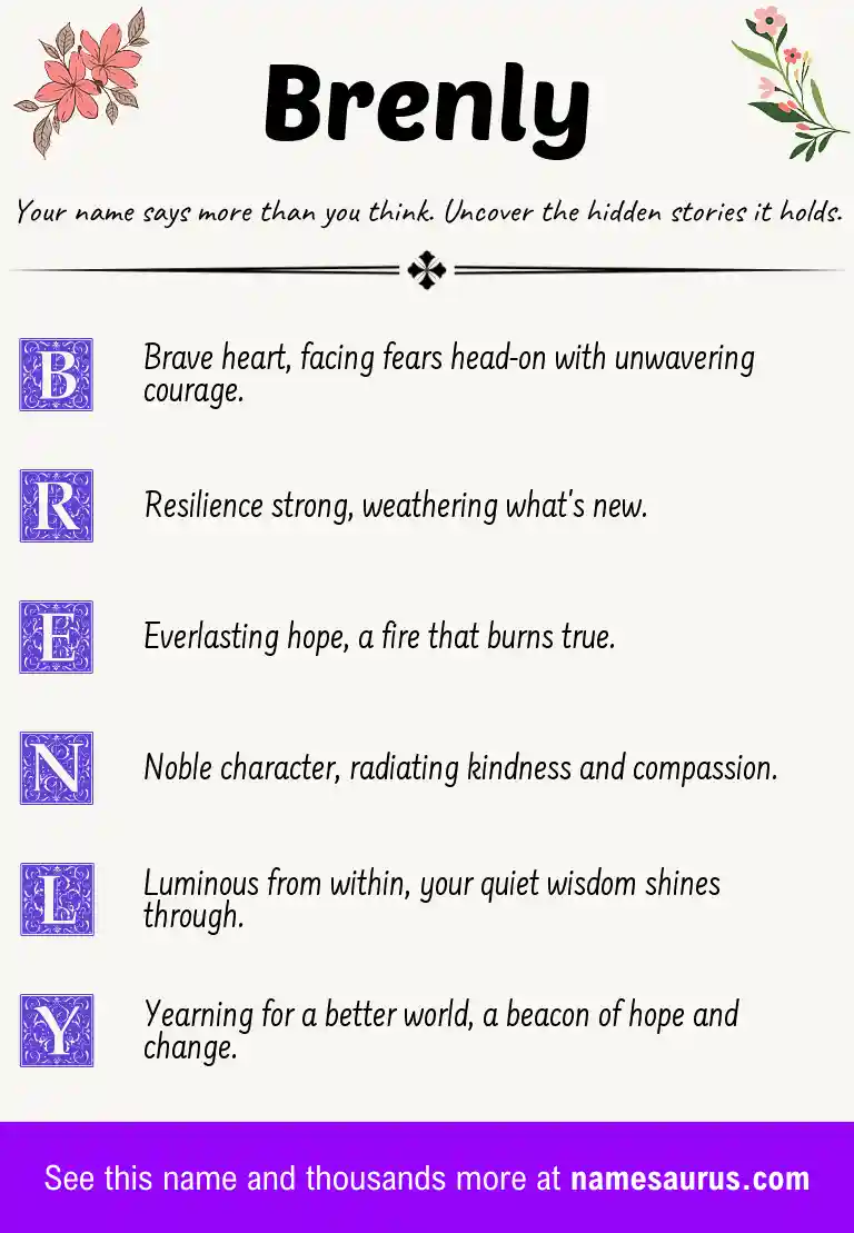Acrostic poem about Brenly.