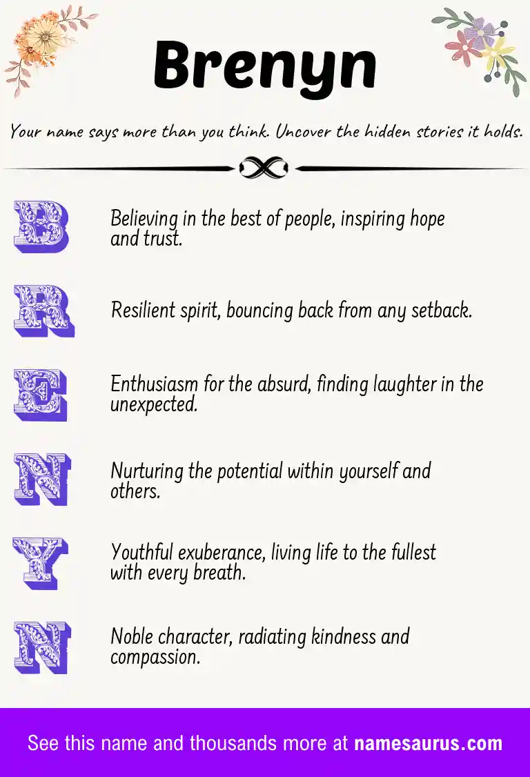 Acrostic poem about Brenyn.