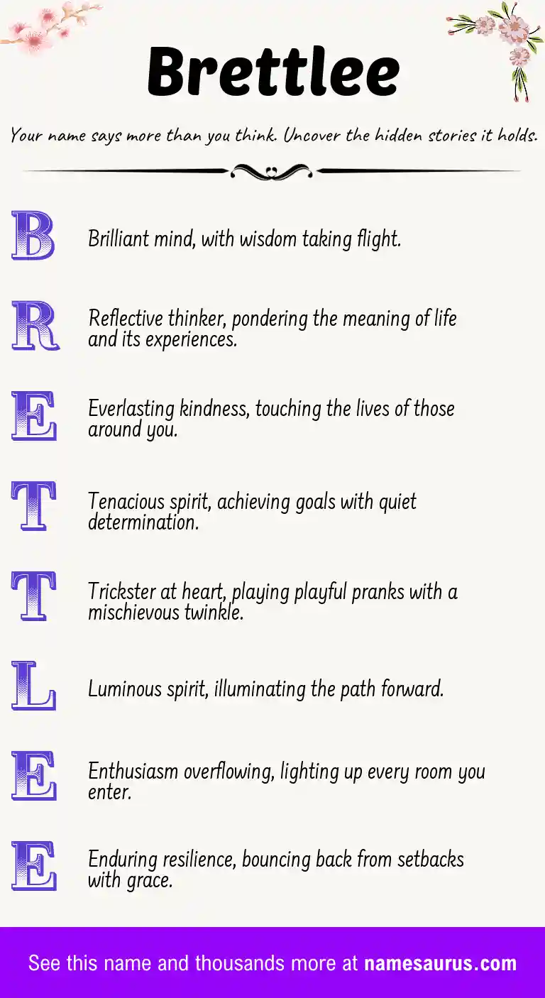Acrostic poem about Brettlee.