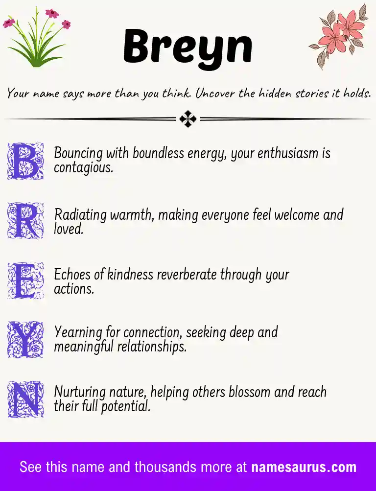 Acrostic poem about Breyn.