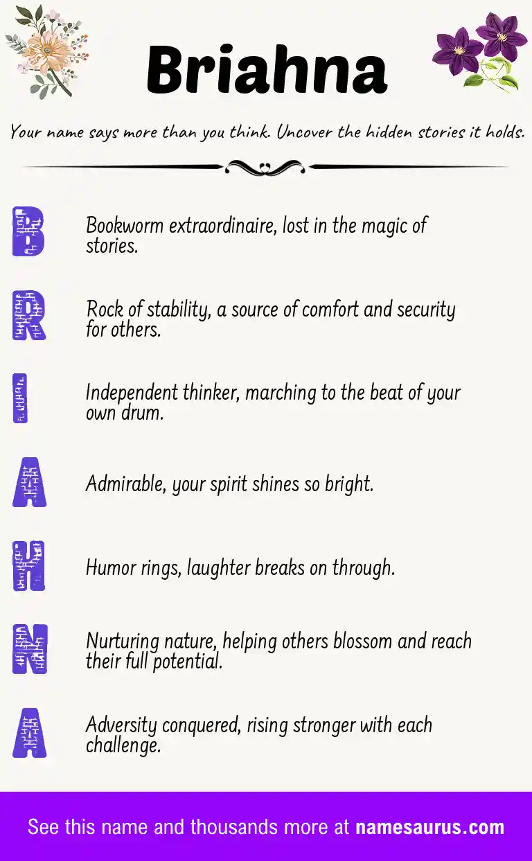 Acrostic poem about Briahna.