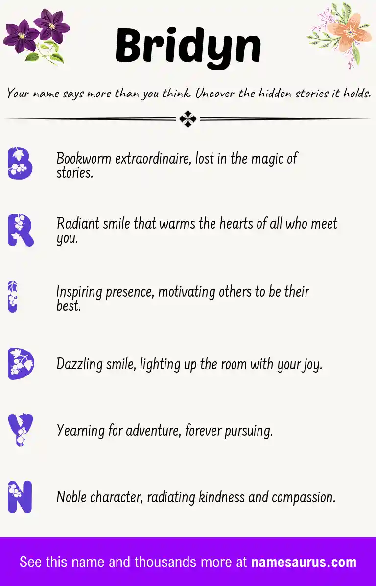 Acrostic poem about Bridyn.