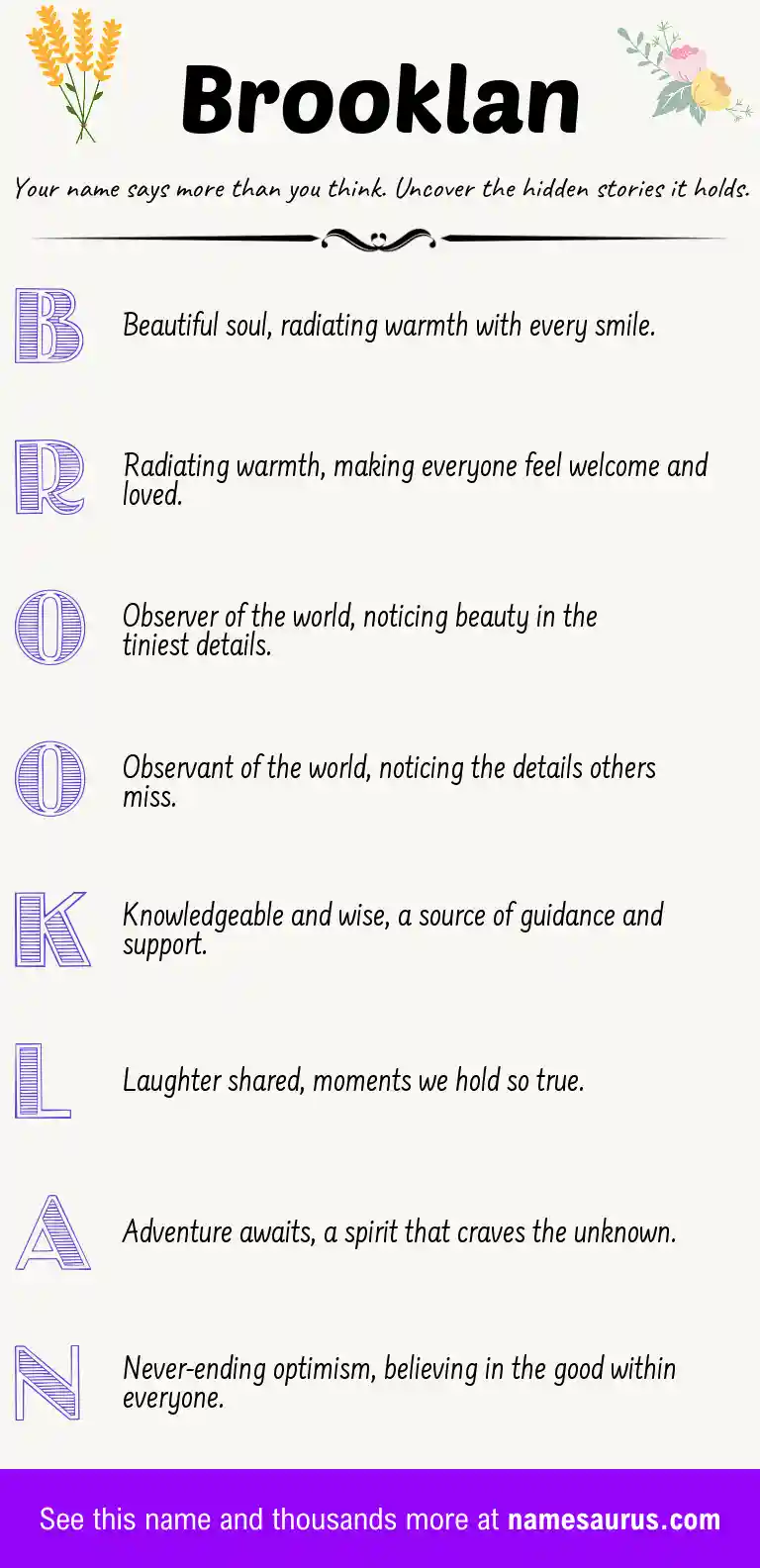 Acrostic poem about Brooklan.