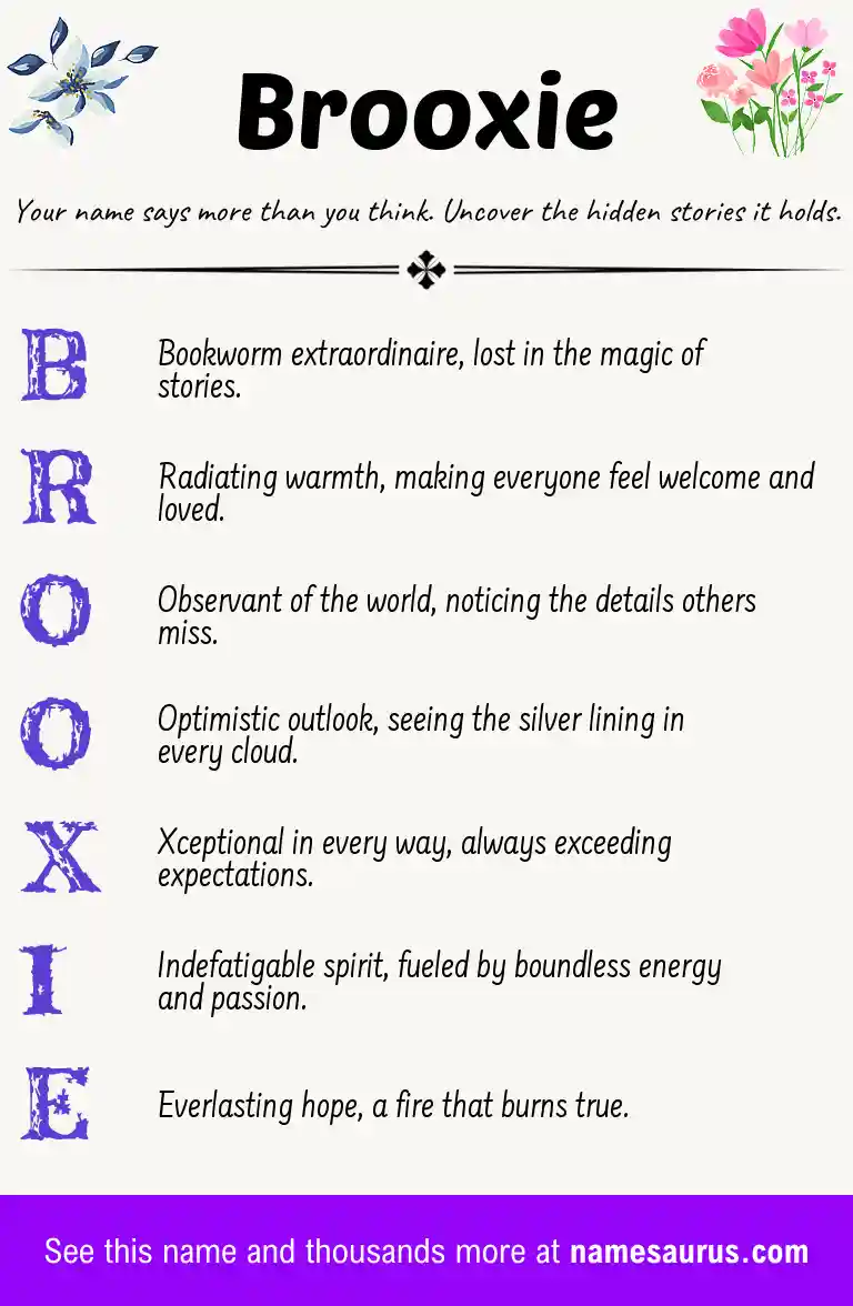 Acrostic poem about Brooxie.