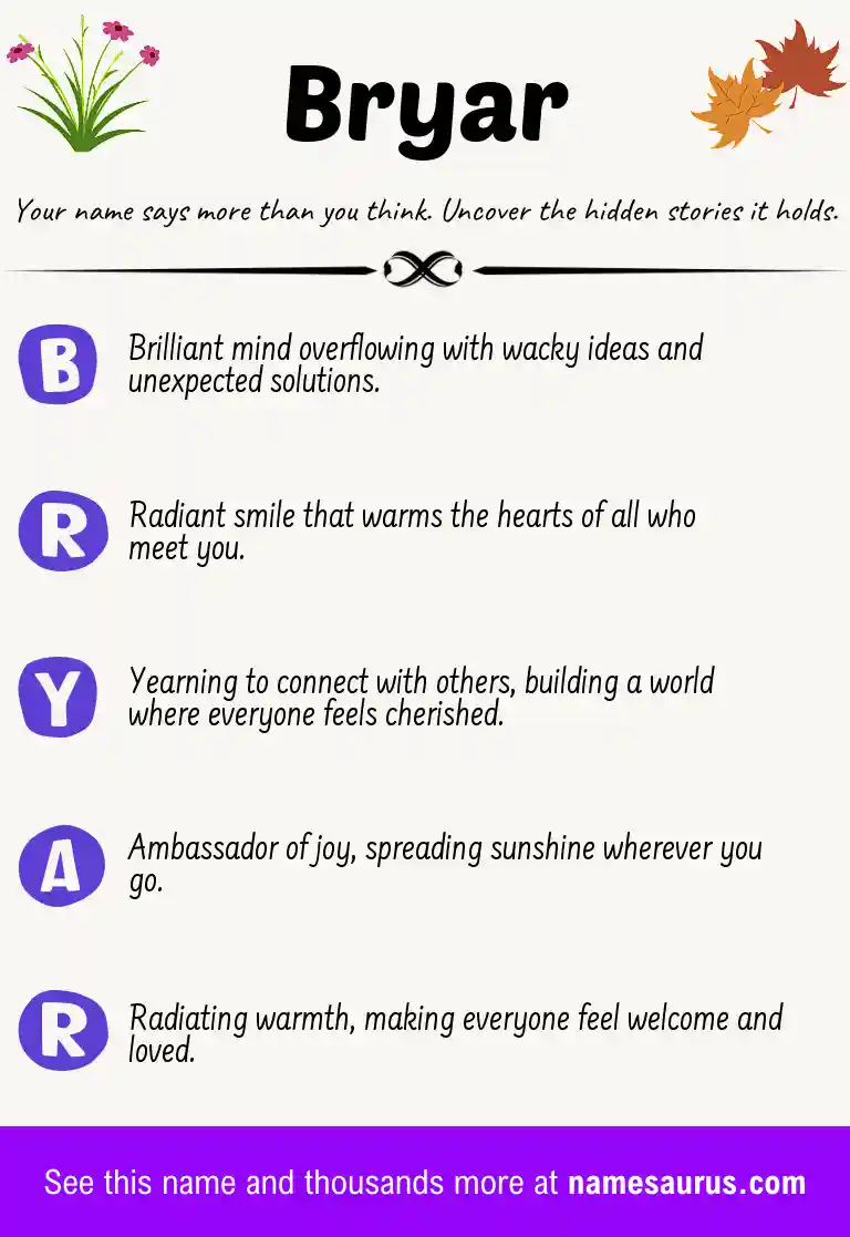 Acrostic poem about Bryar.