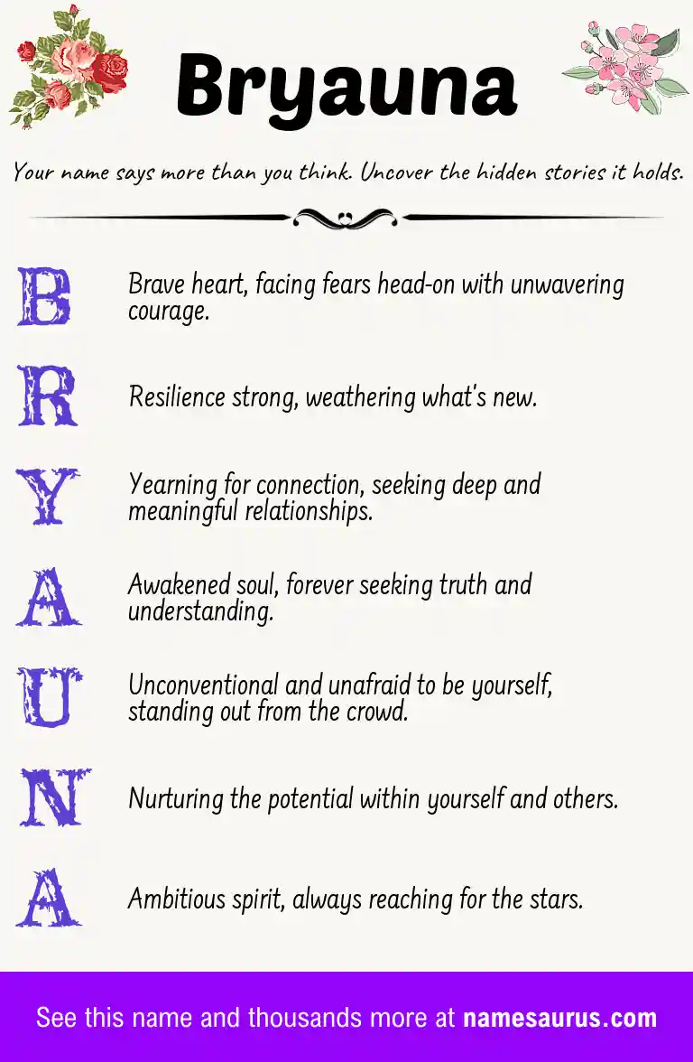 Acrostic poem about Bryauna.