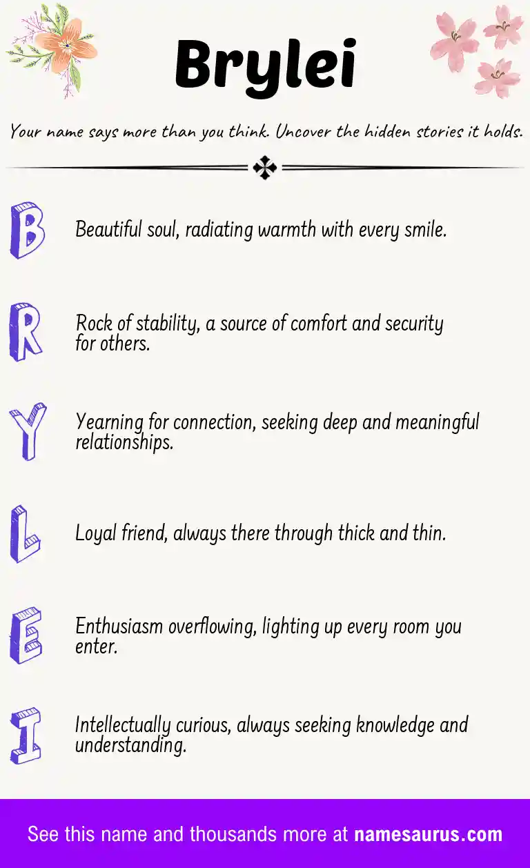 Acrostic poem about Brylei.