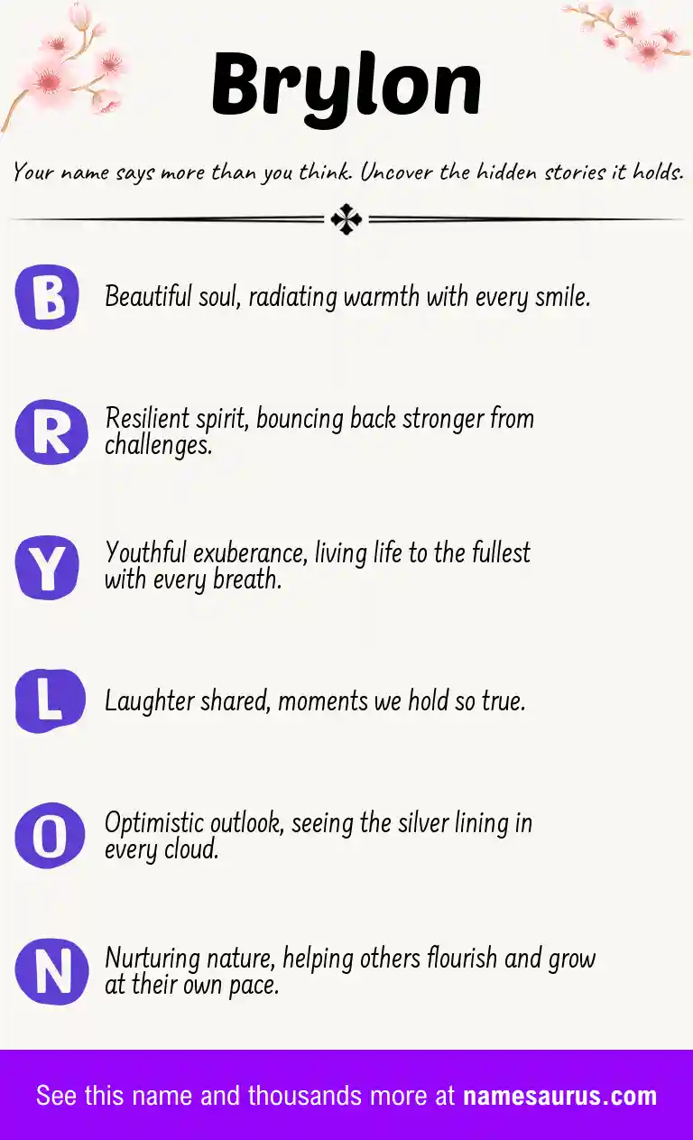 Acrostic poem about Brylon.