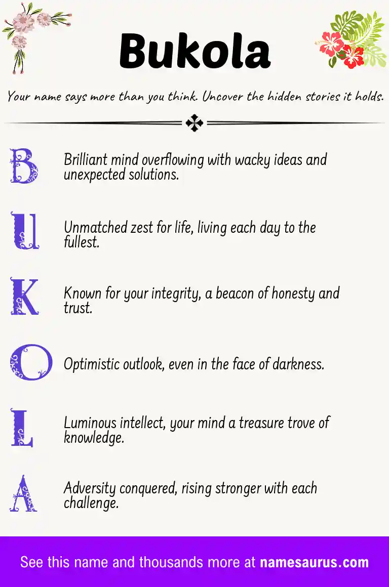 Acrostic poem about Bukola.