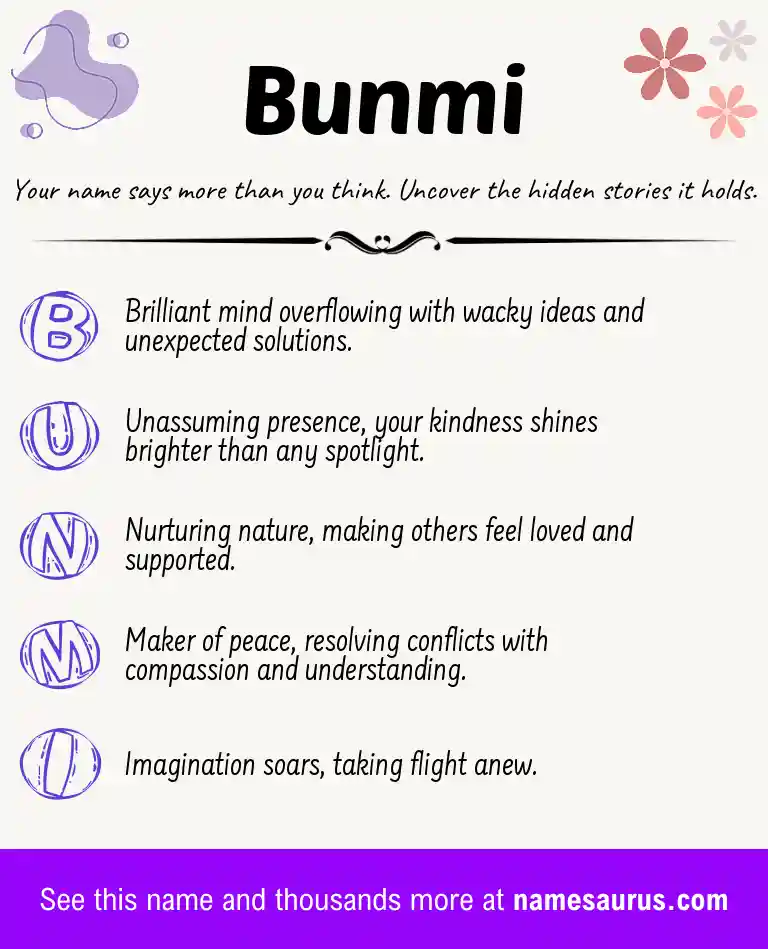 Acrostic poem about Bunmi.