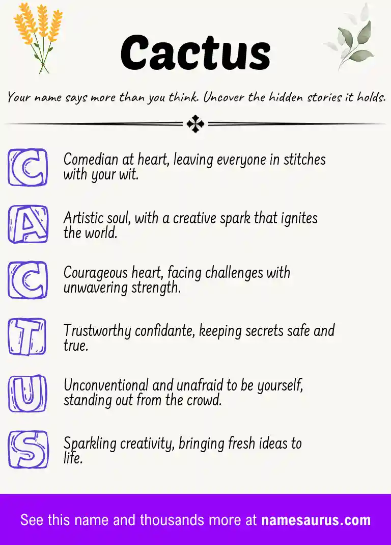 Acrostic poem about Cactus.