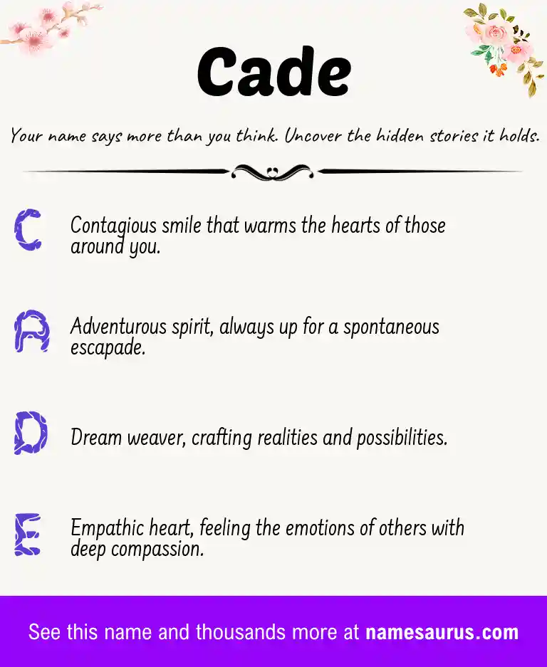 Acrostic poem about Cade.
