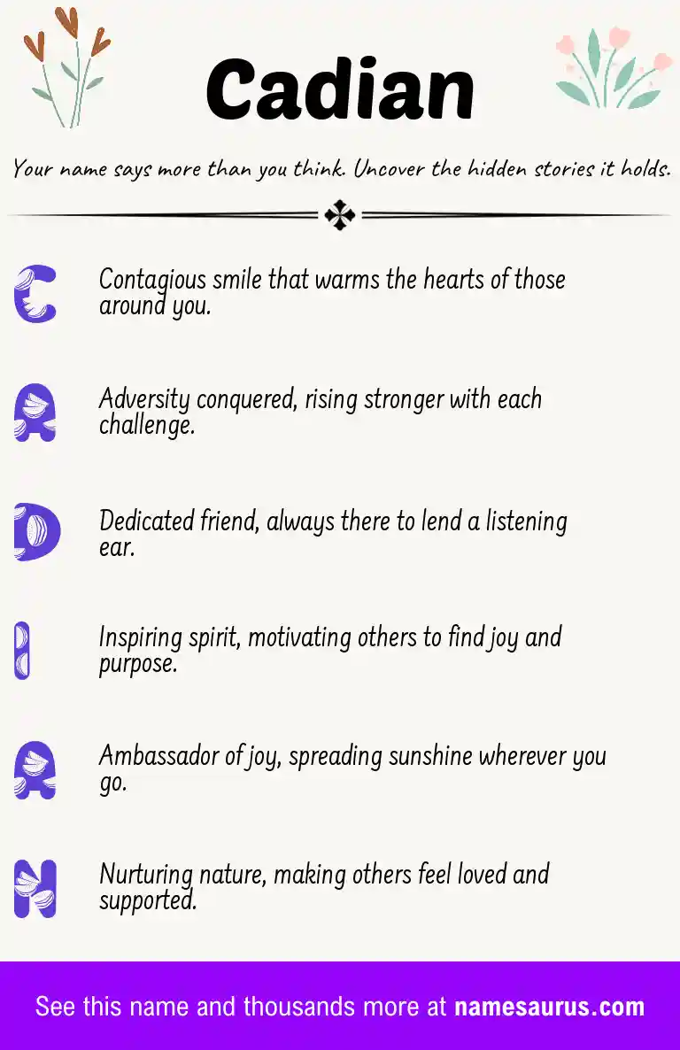 Acrostic poem about Cadian.