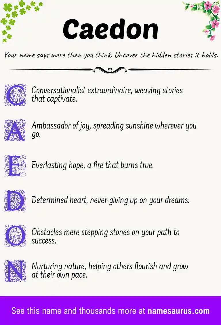 Acrostic poem about Caedon.