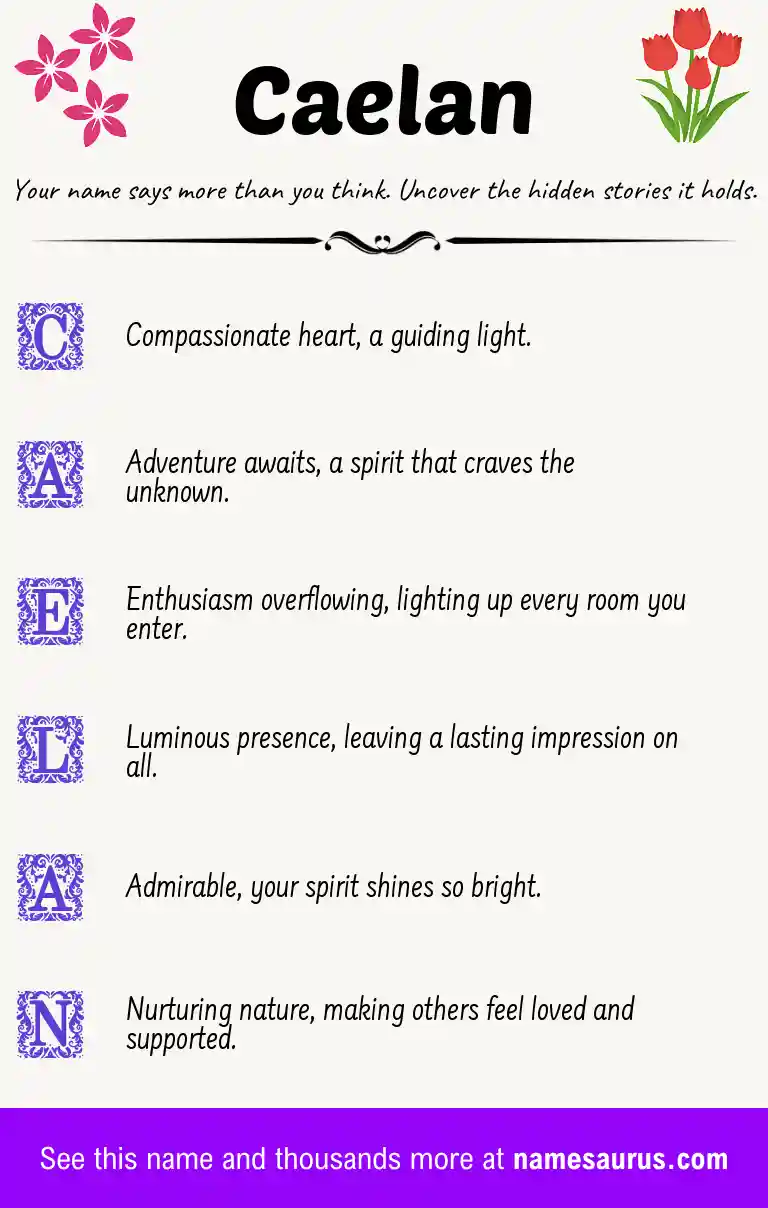 Acrostic poem about Caelan.