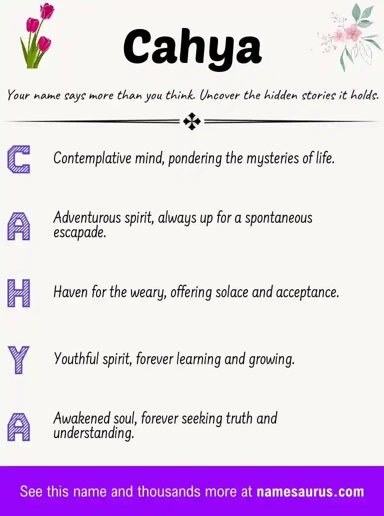 Acrostic poem about Cahya.