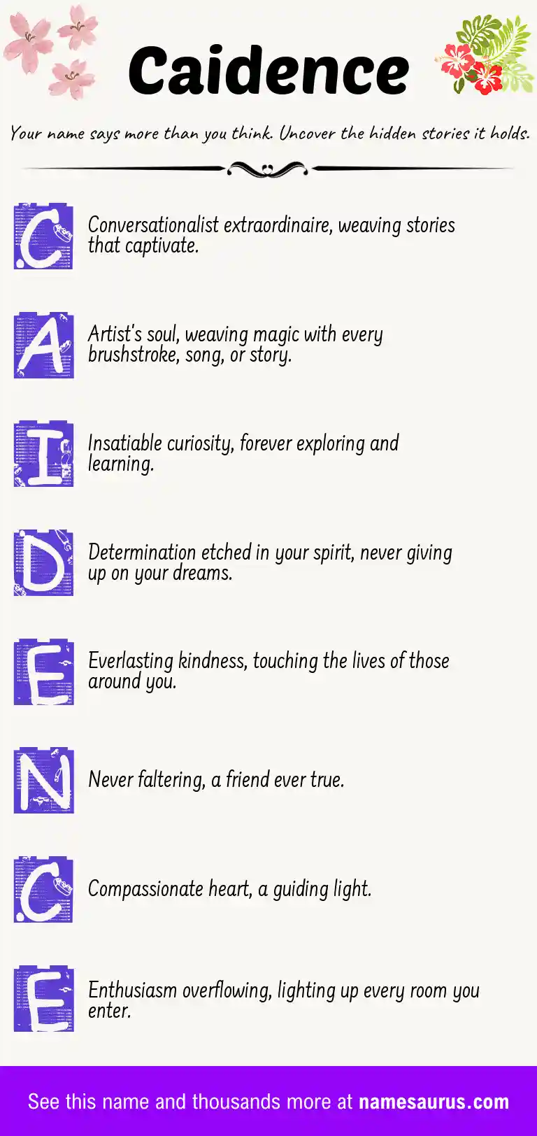 Acrostic poem about Caidence.