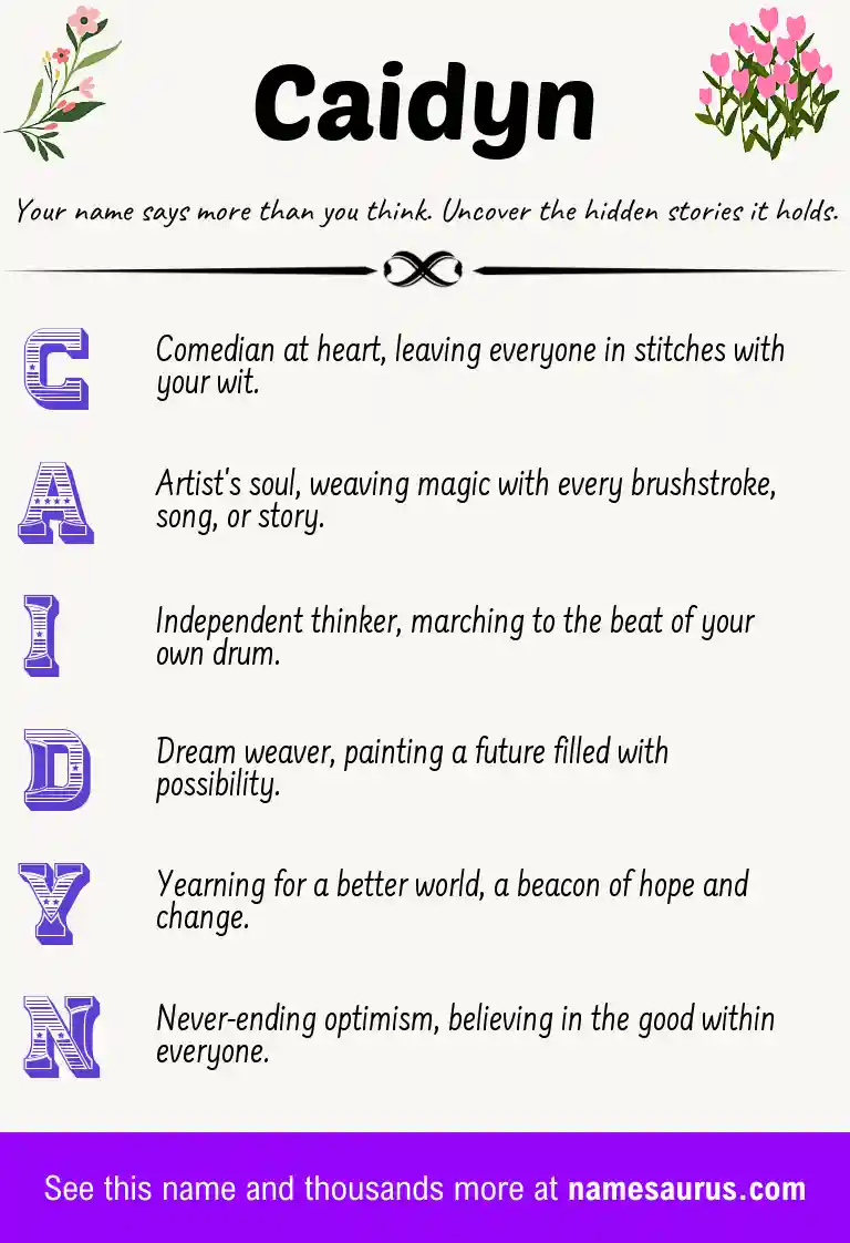 Acrostic poem about Caidyn.
