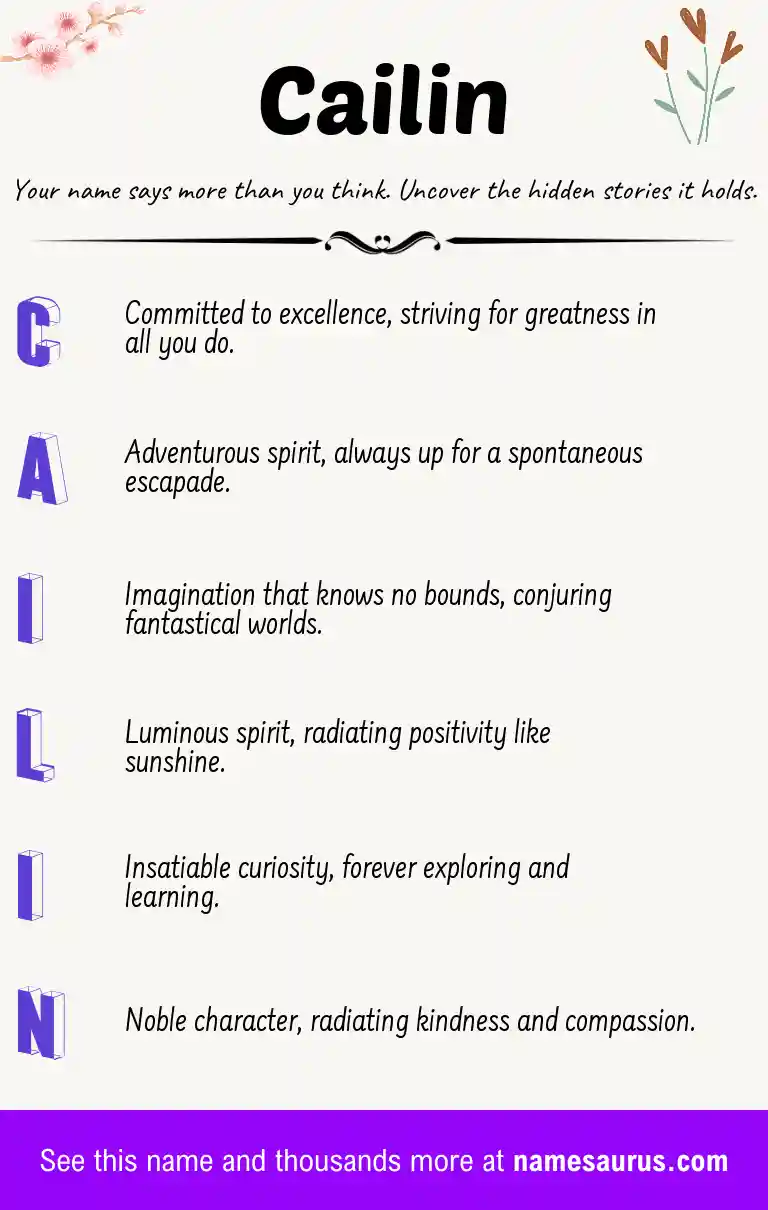 Acrostic poem about Cailin.