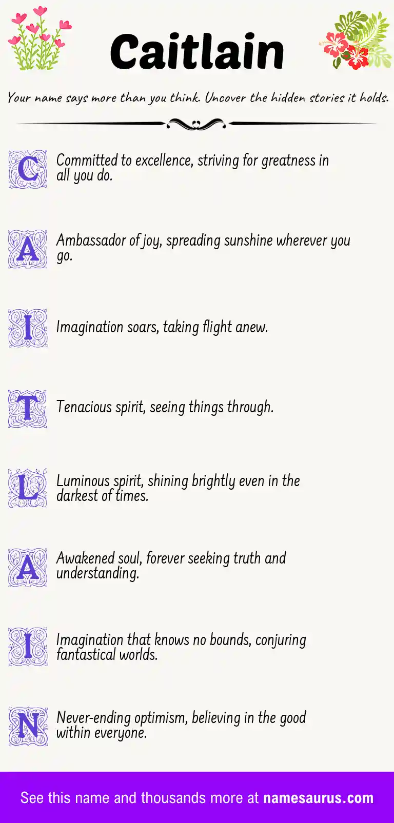 Acrostic poem about Caitlain.