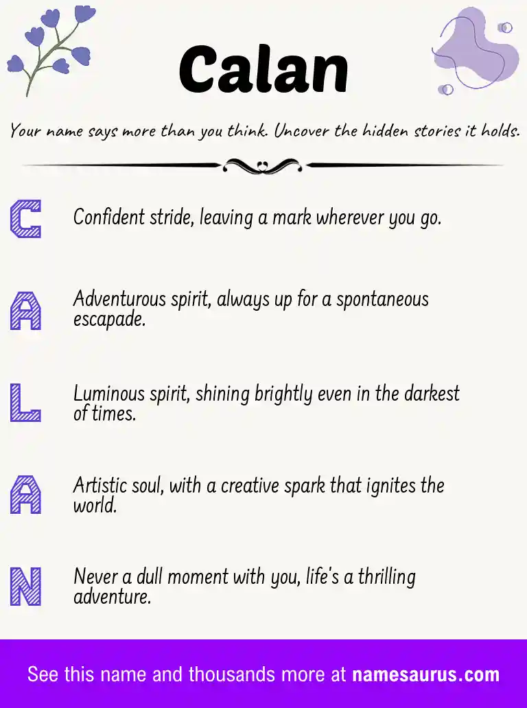Acrostic poem about Calan.