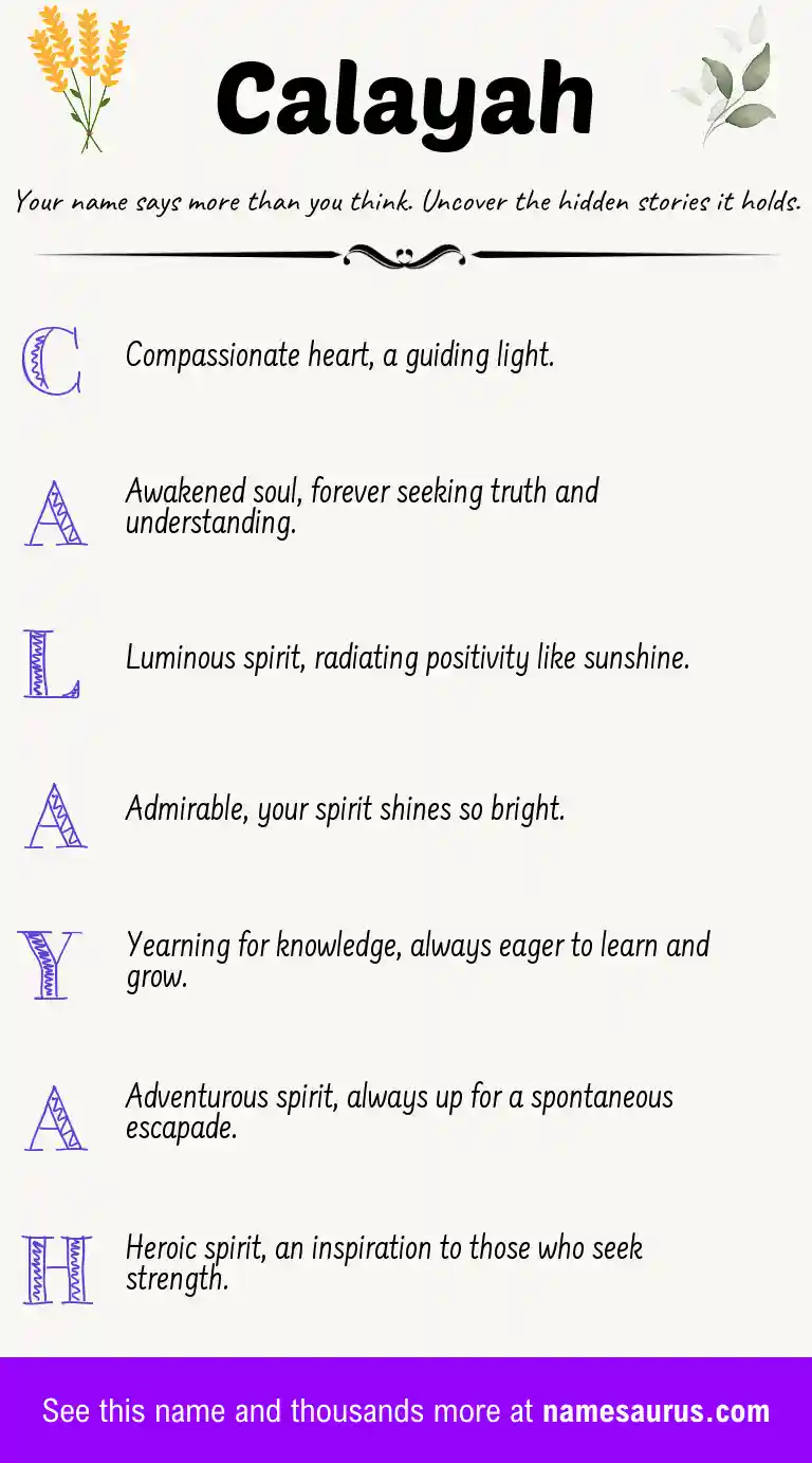 Acrostic poem about Calayah.