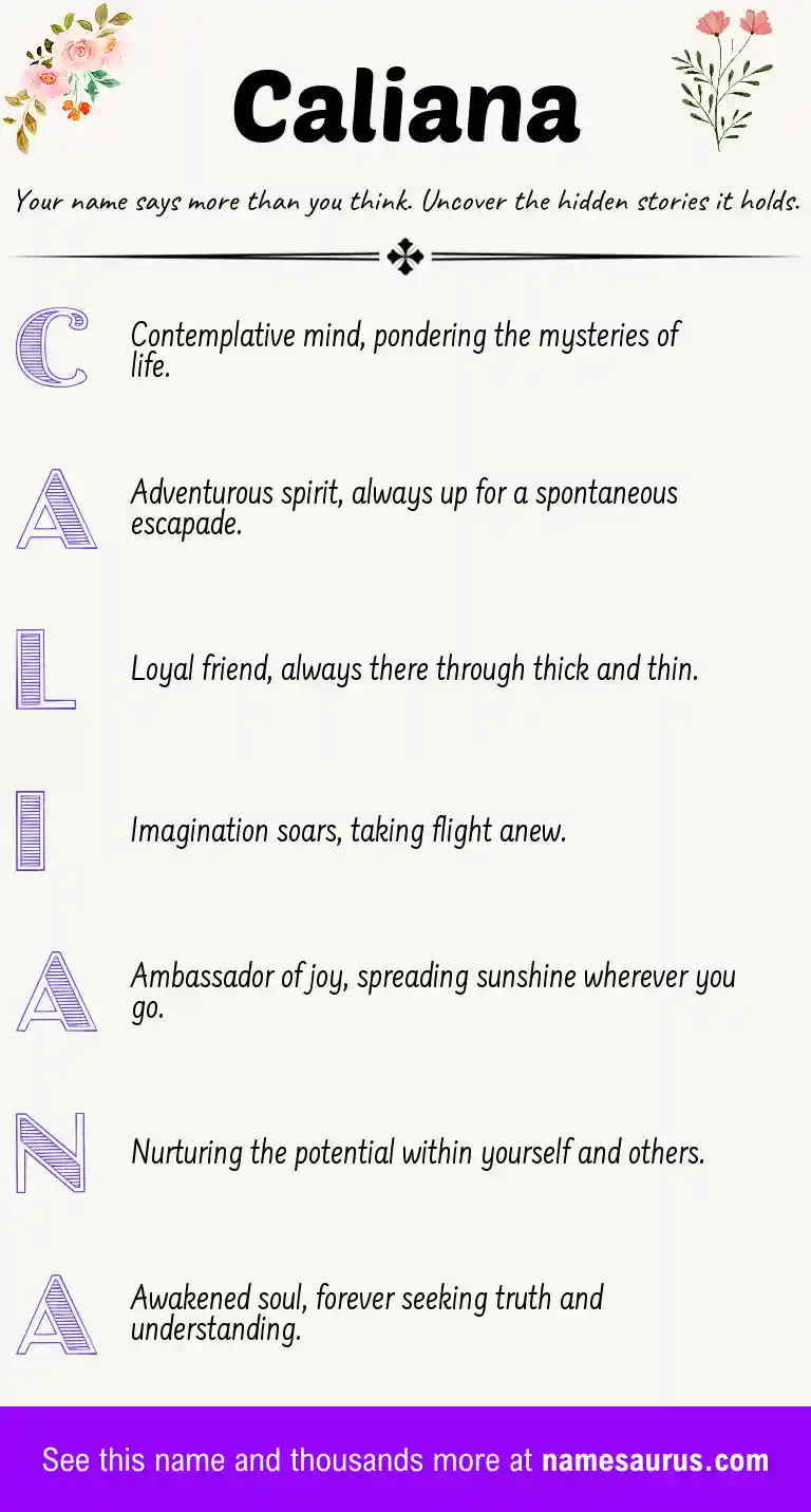 Acrostic poem about Caliana.