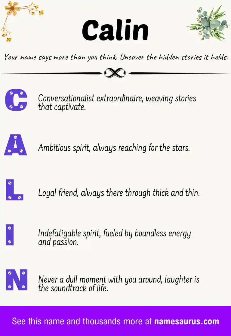 Acrostic poem about Calin.