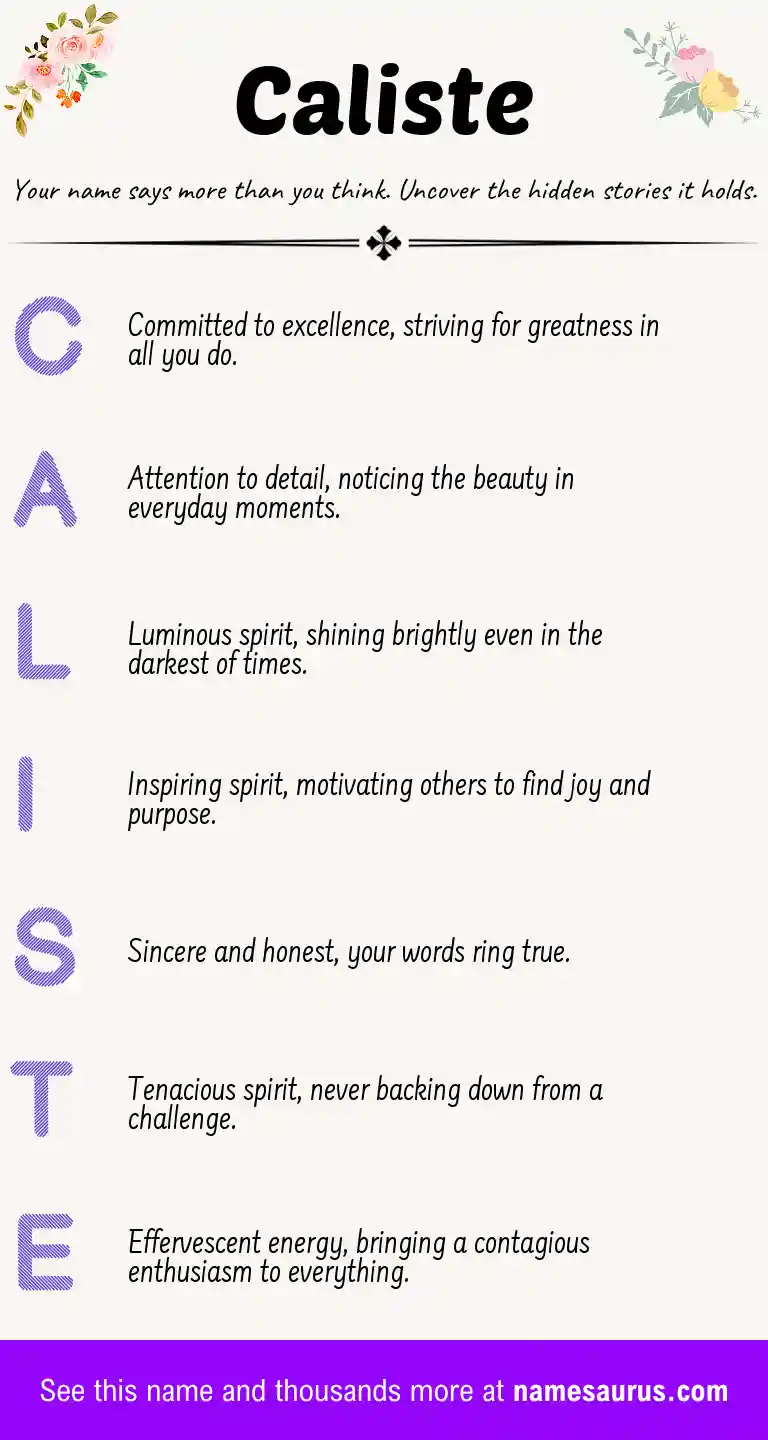 Acrostic poem about Caliste.