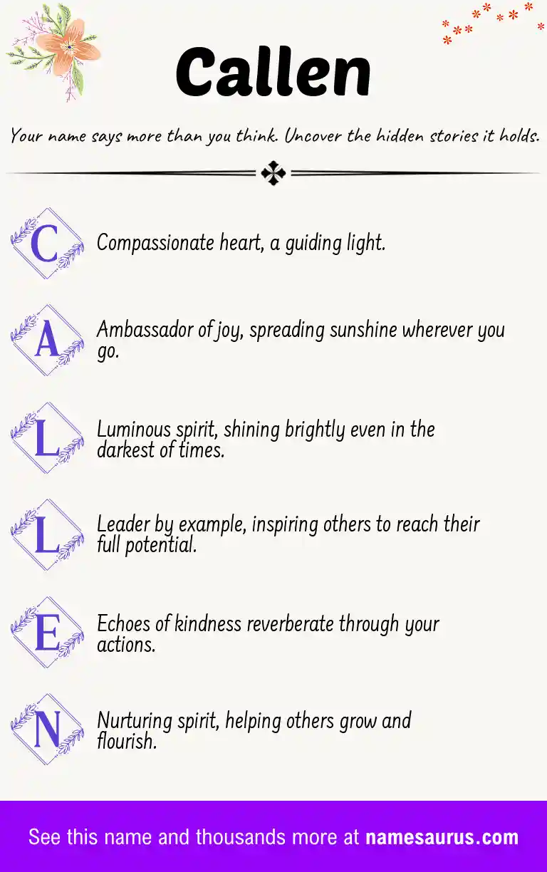 Acrostic poem about Callen.