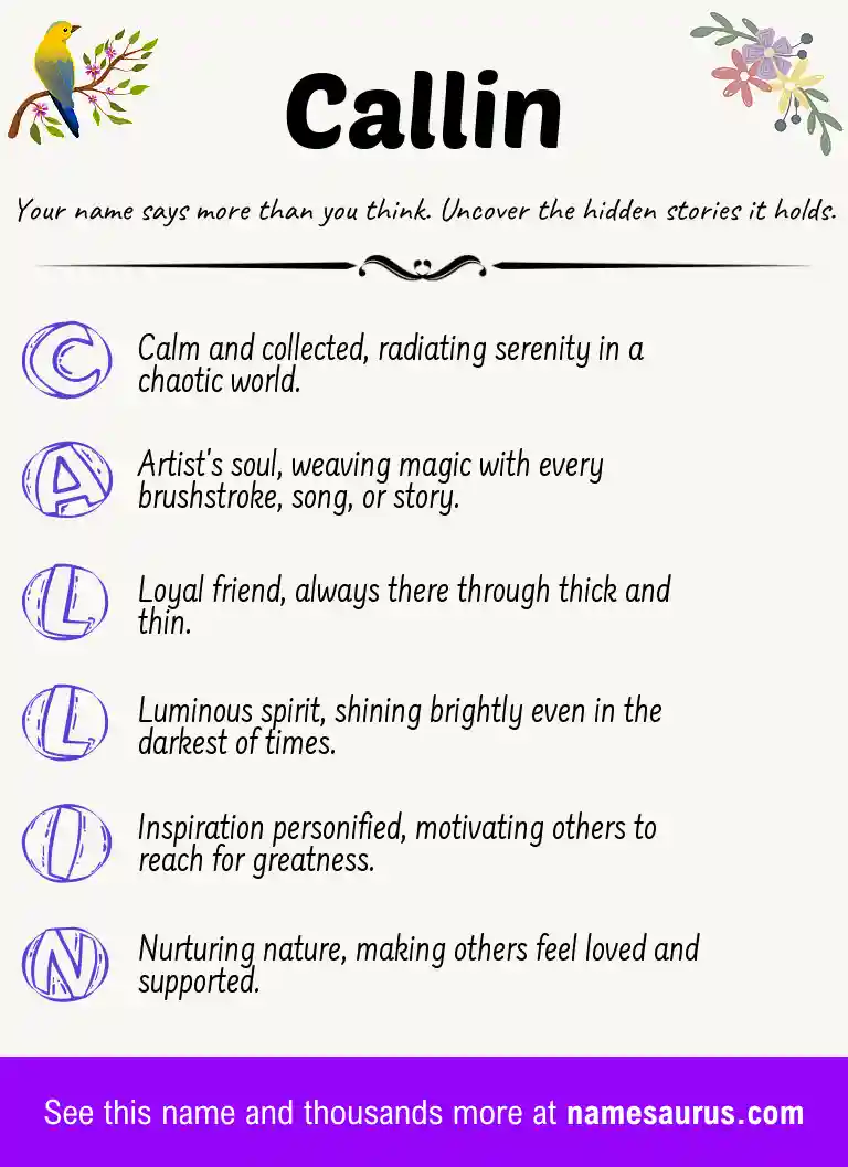 Acrostic poem about Callin.