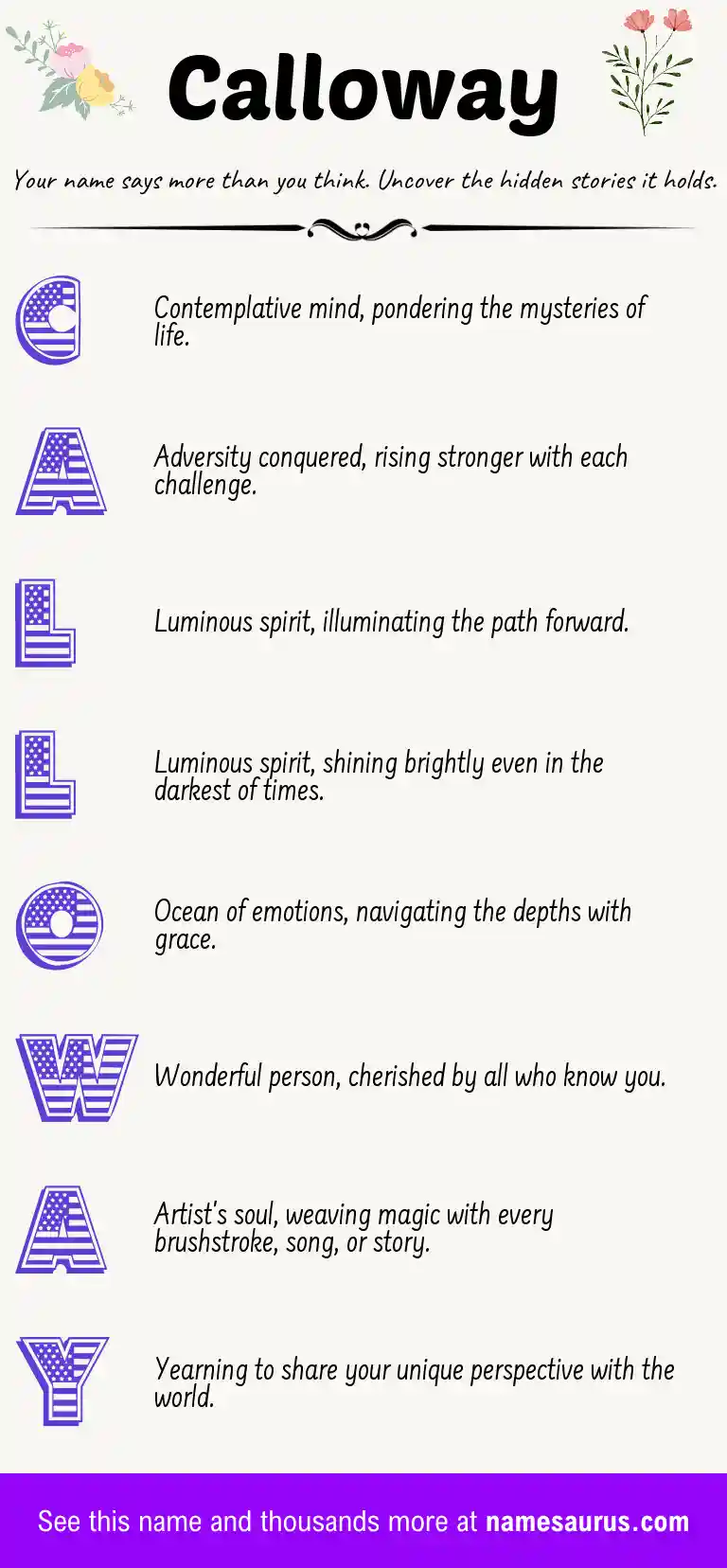 Acrostic poem about Calloway.