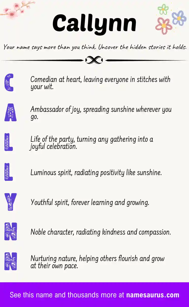 Acrostic poem about Callynn.