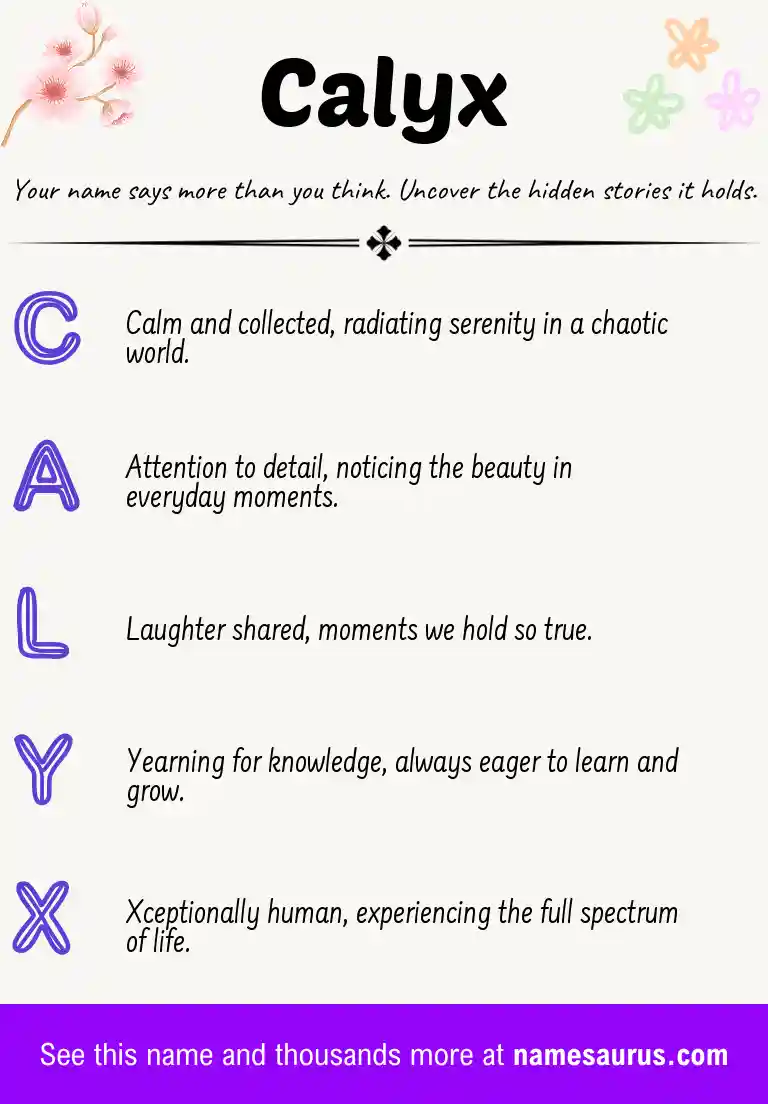 Acrostic poem about Calyx.