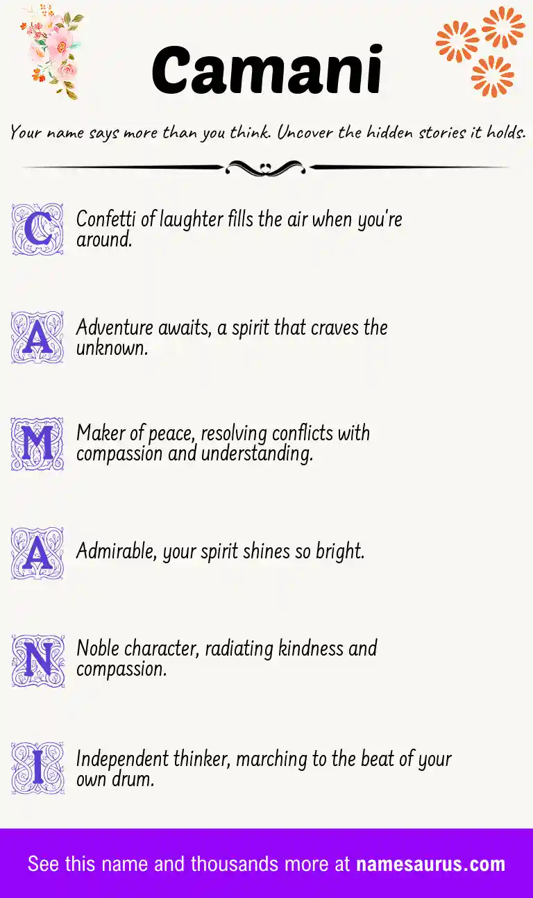 Acrostic poem about Camani.