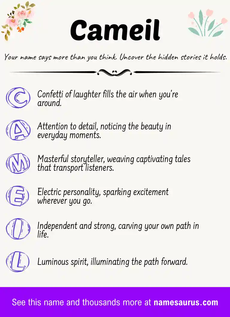 Acrostic poem about Cameil.