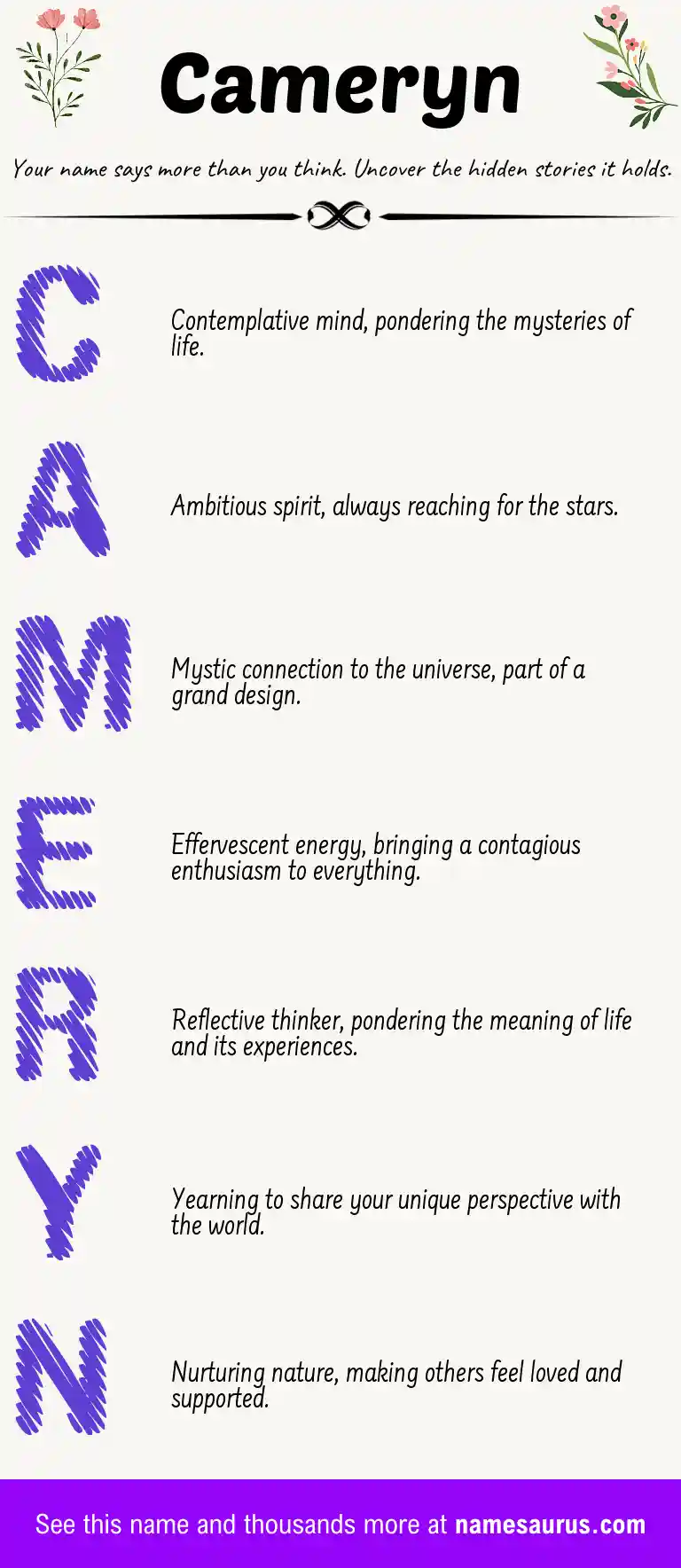 Acrostic poem about Cameryn.
