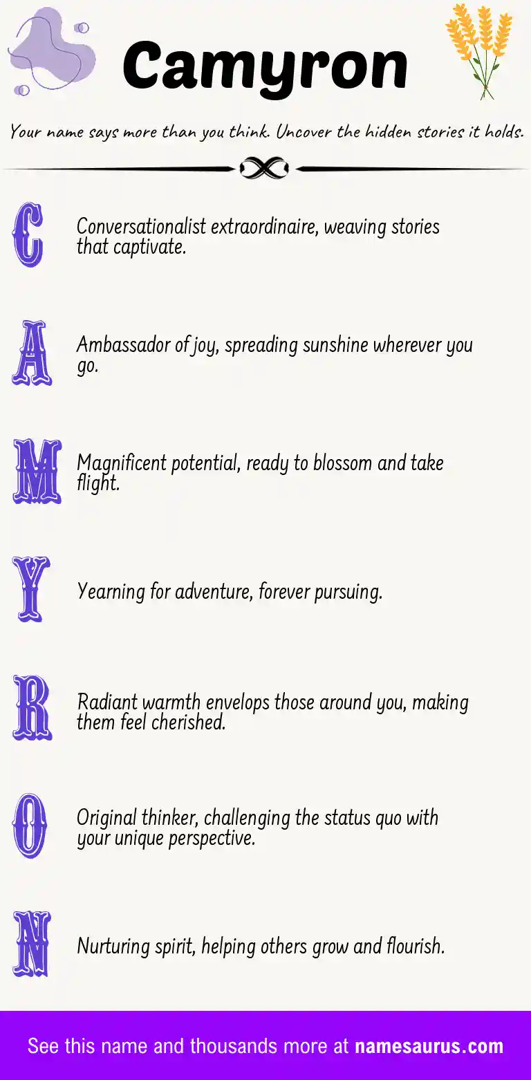 Acrostic poem about Camyron.