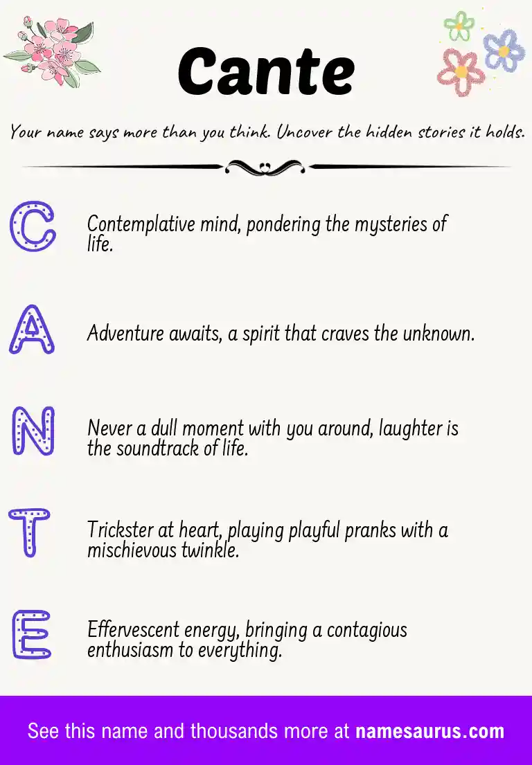 Acrostic poem about Cante.