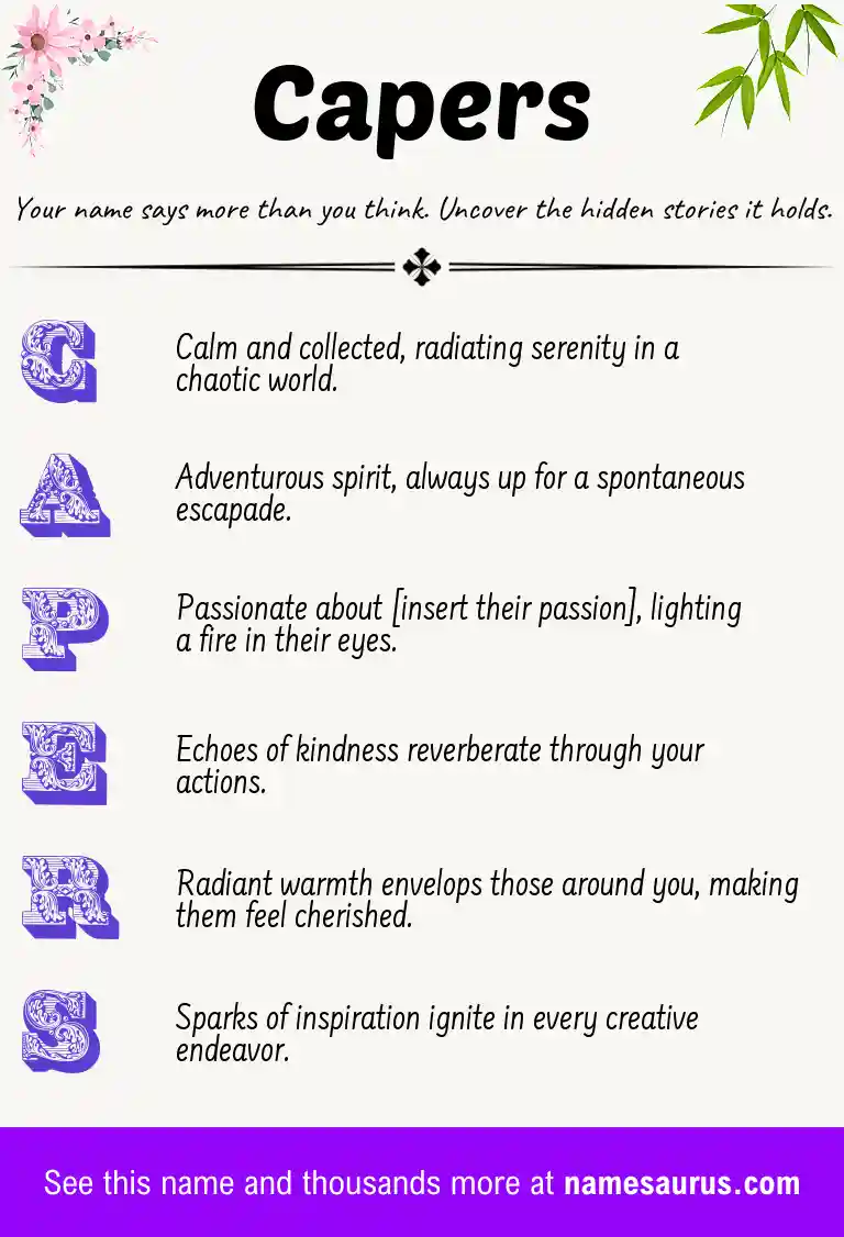 Acrostic poem about Capers.