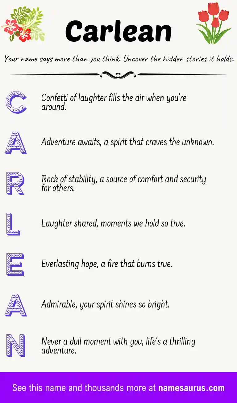 Acrostic poem about Carlean.