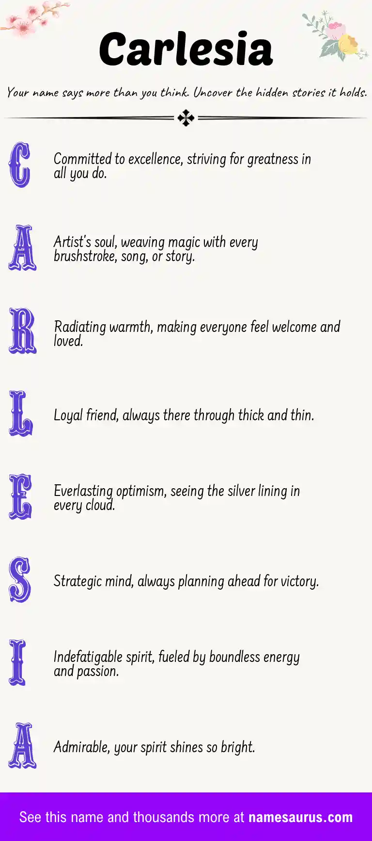 Acrostic poem about Carlesia.