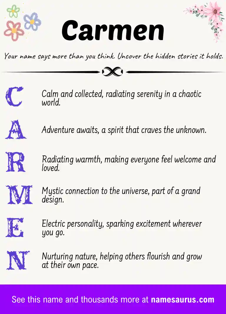 Acrostic poem about Carmen.