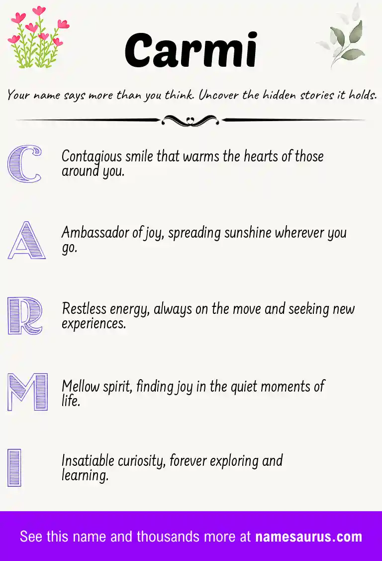 Acrostic poem about Carmi.
