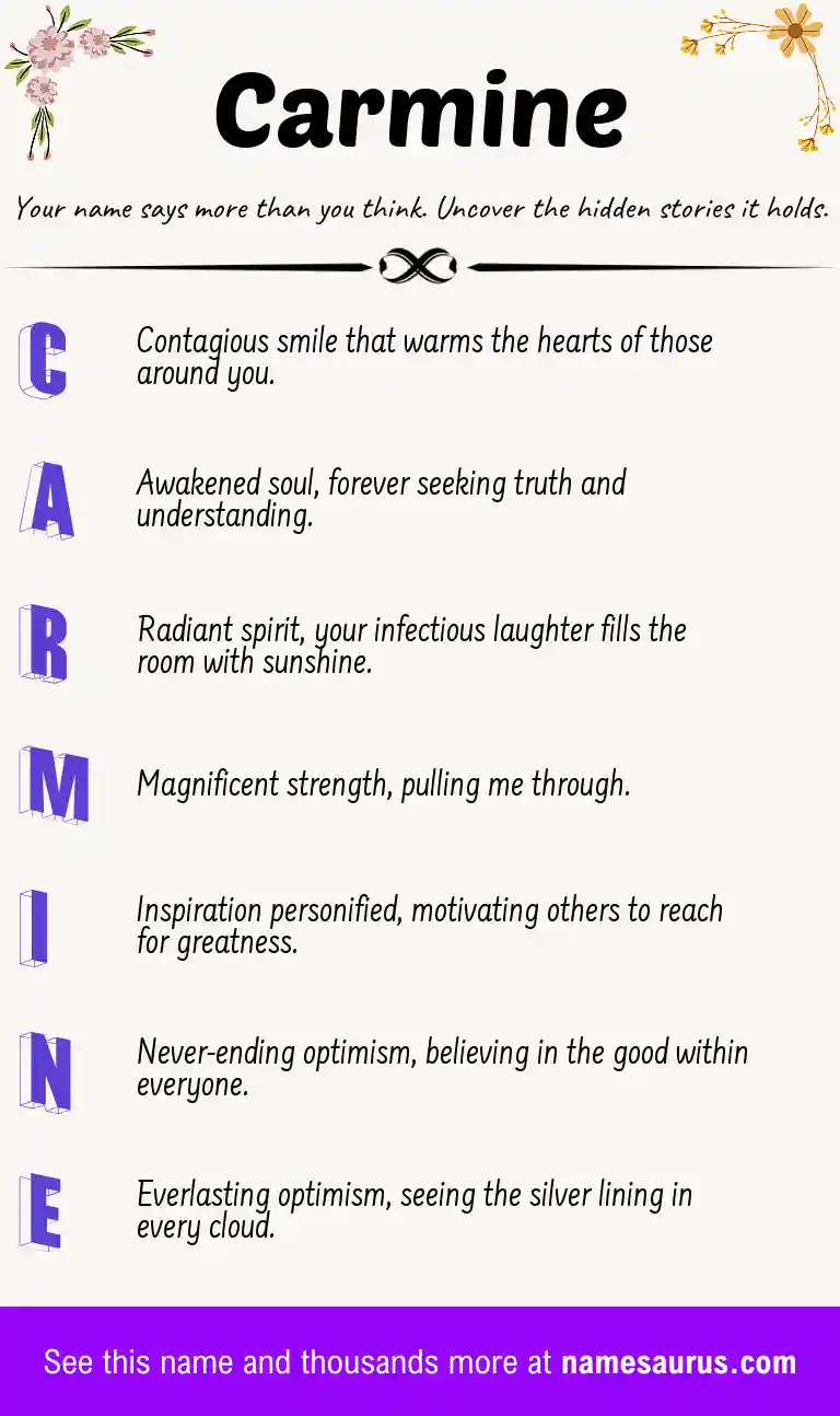 Acrostic poem about Carmine.